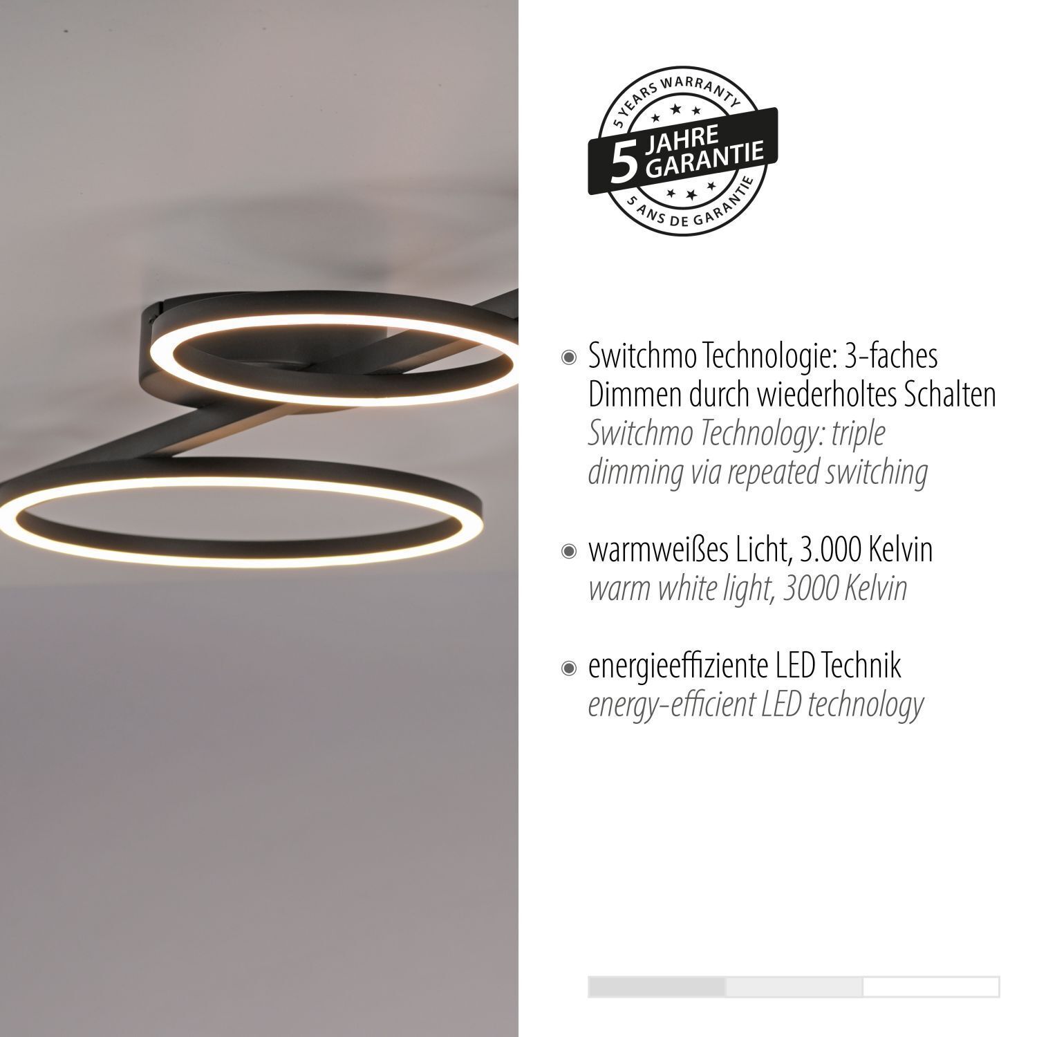 Lampe de plafonnier LED noire métal 120 cm allongée 4850 lm