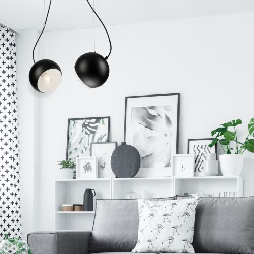 Suspension Boule Noir Blanc longue table à manger