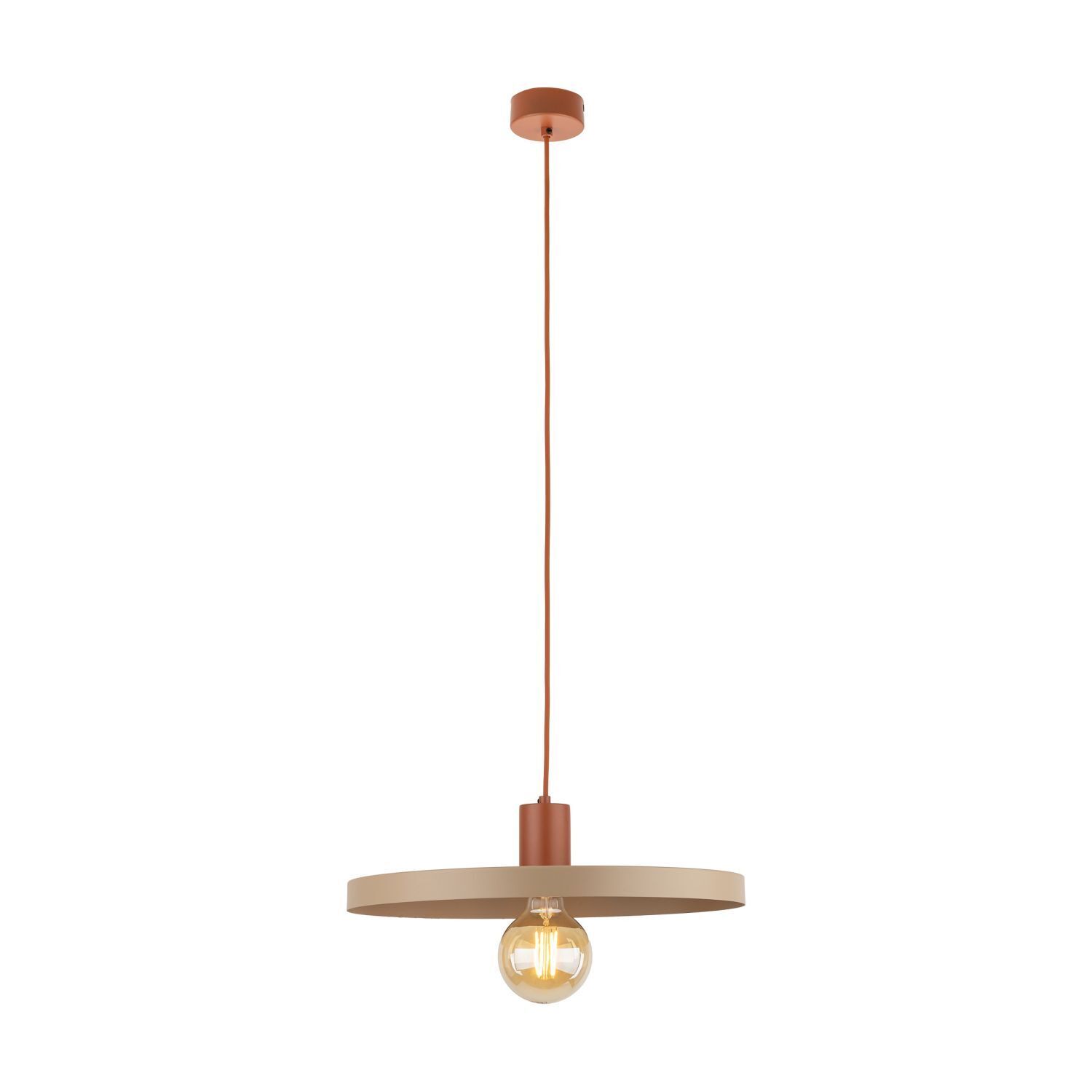 Lampe à suspendre vintage E27 Ø40 cm en rouge brique gris sable