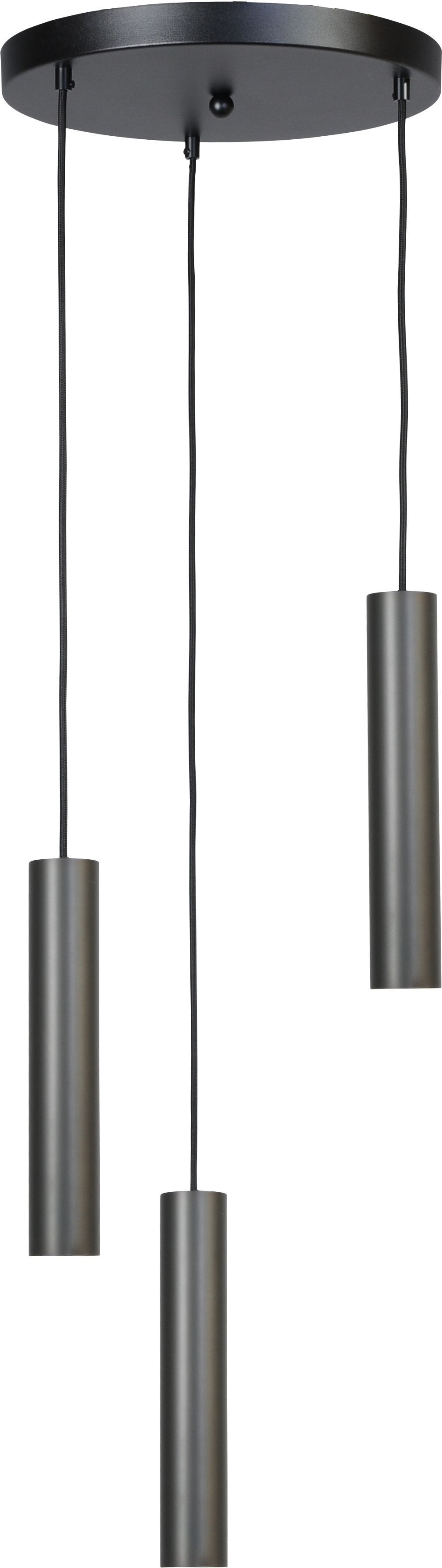 Suspension 3 flammes noir réglable métal GU10