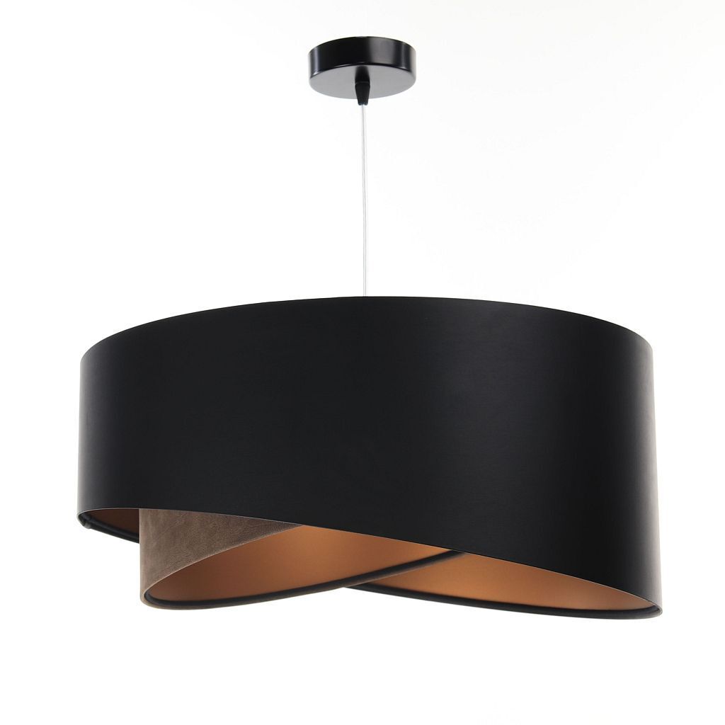 Hängelampe Schwarz Braun Gold E27 rund D: 50 cm Latex Lampe
