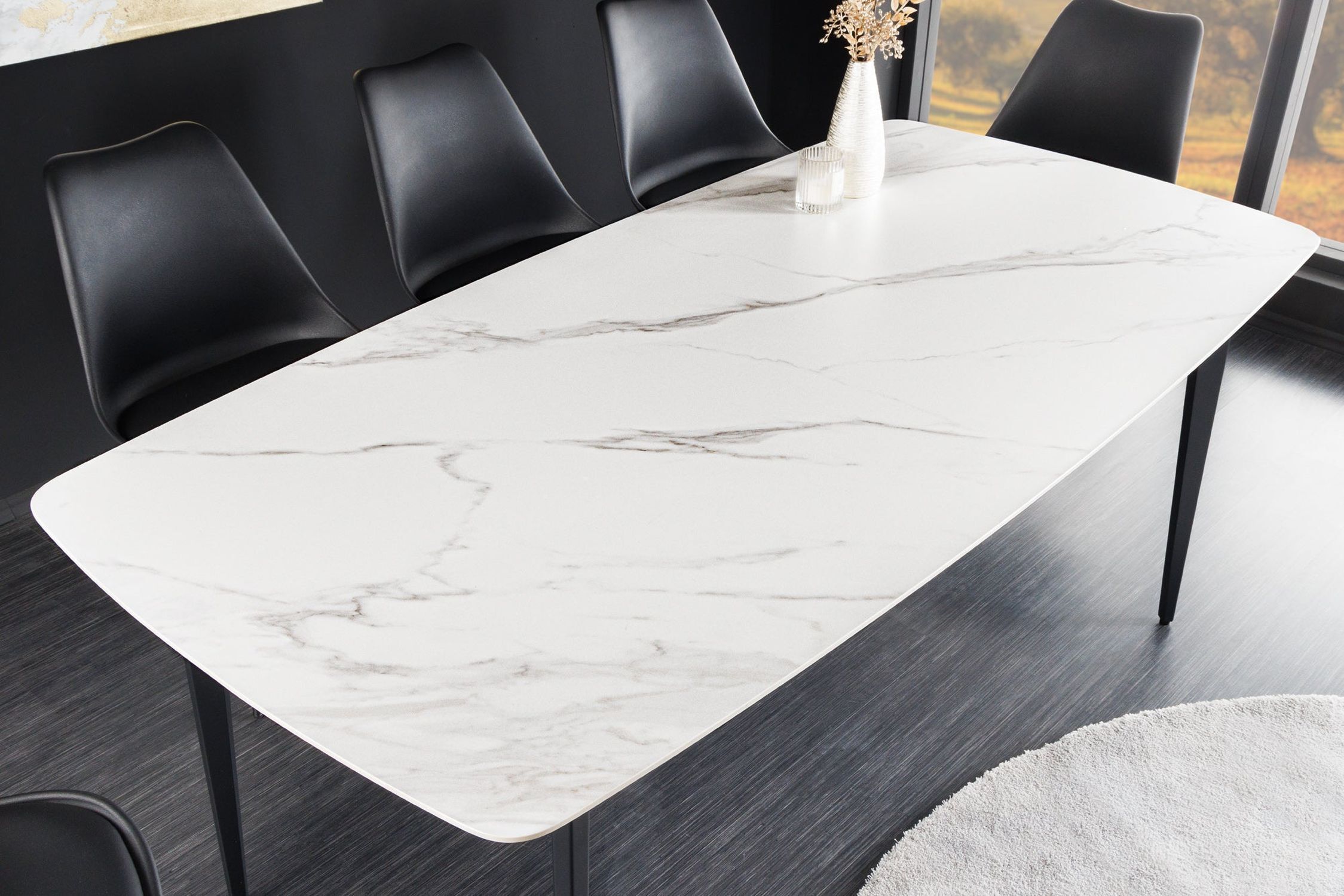 Table de salle à manger céramique métal blanc marbre noir 180x90 cm Moebel, Tabelle, Tischplatte