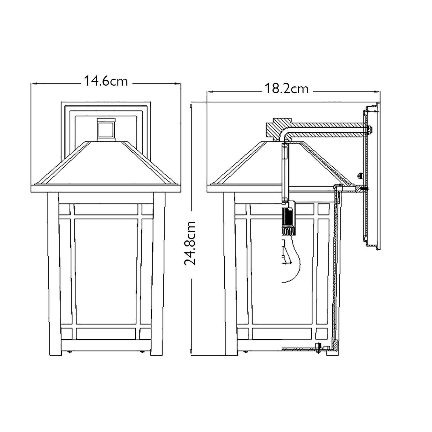 Lampe d'extérieur murale E27 IP44 H : 24,8 cm Aluminium Verre Lampe