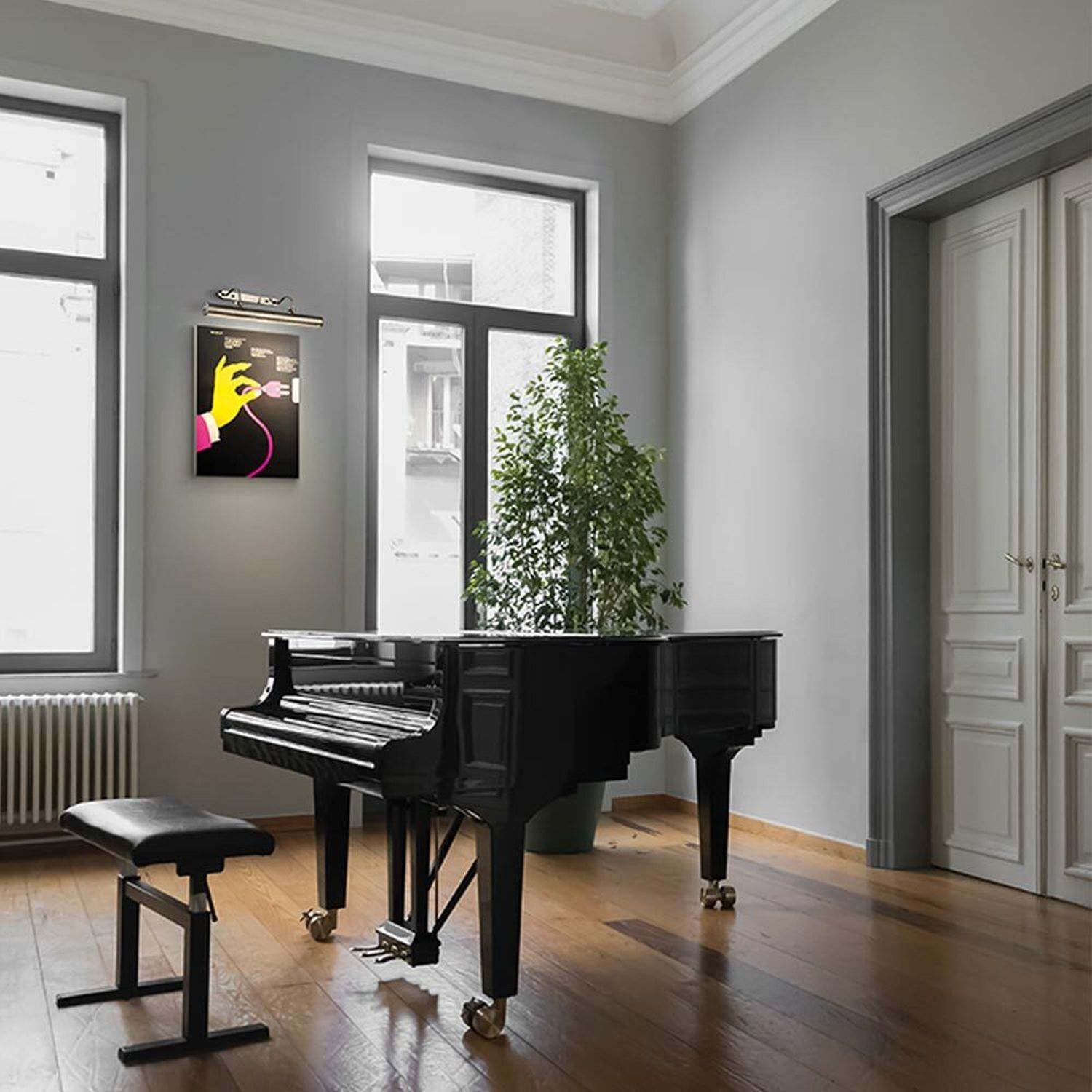 Lampe à tableau métal E14 L : 71,3 cm en bronze 4 flammes Tastatur, Musikinstrument, Klavier