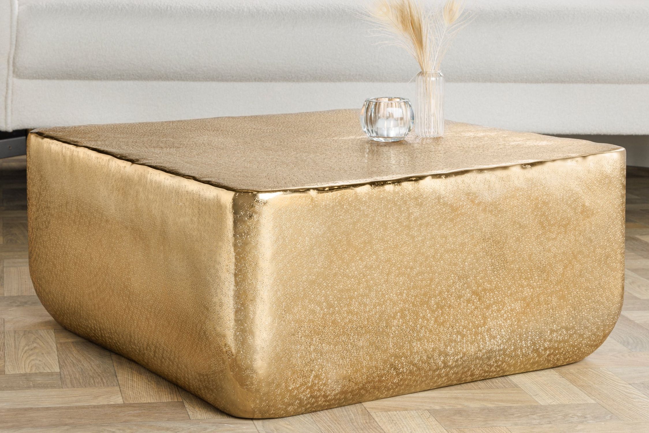 Table basse en métal doré 68 x 68 cm artisanale Moebel, Osmanisch