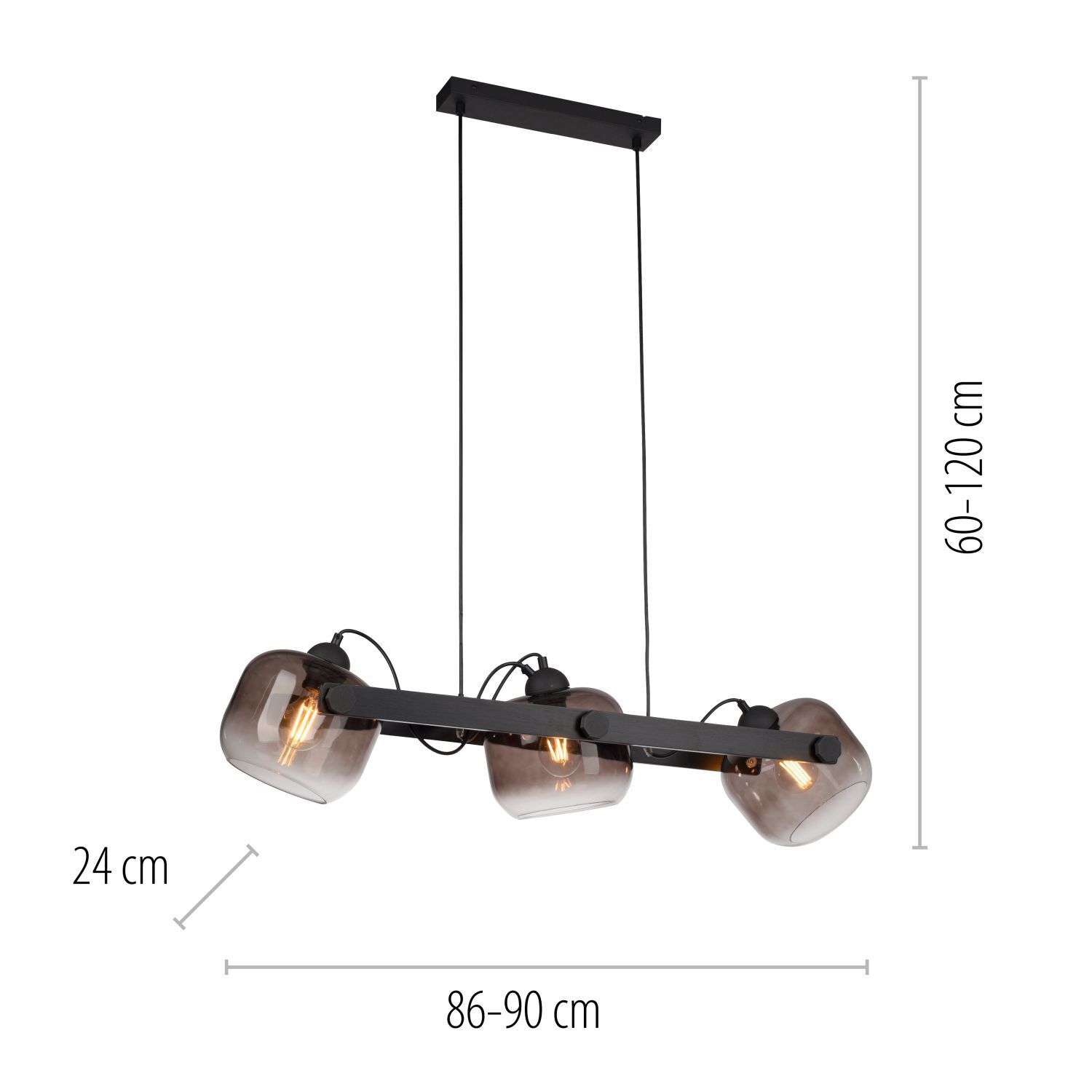 Blendarme Lampe à suspendre verre métal E27 90 cm orientable