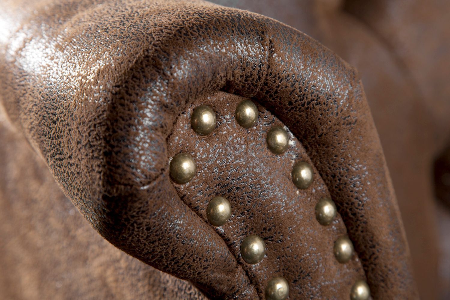 Sessel Microfaser Holz 45 cm in Antik Braun Zubehor