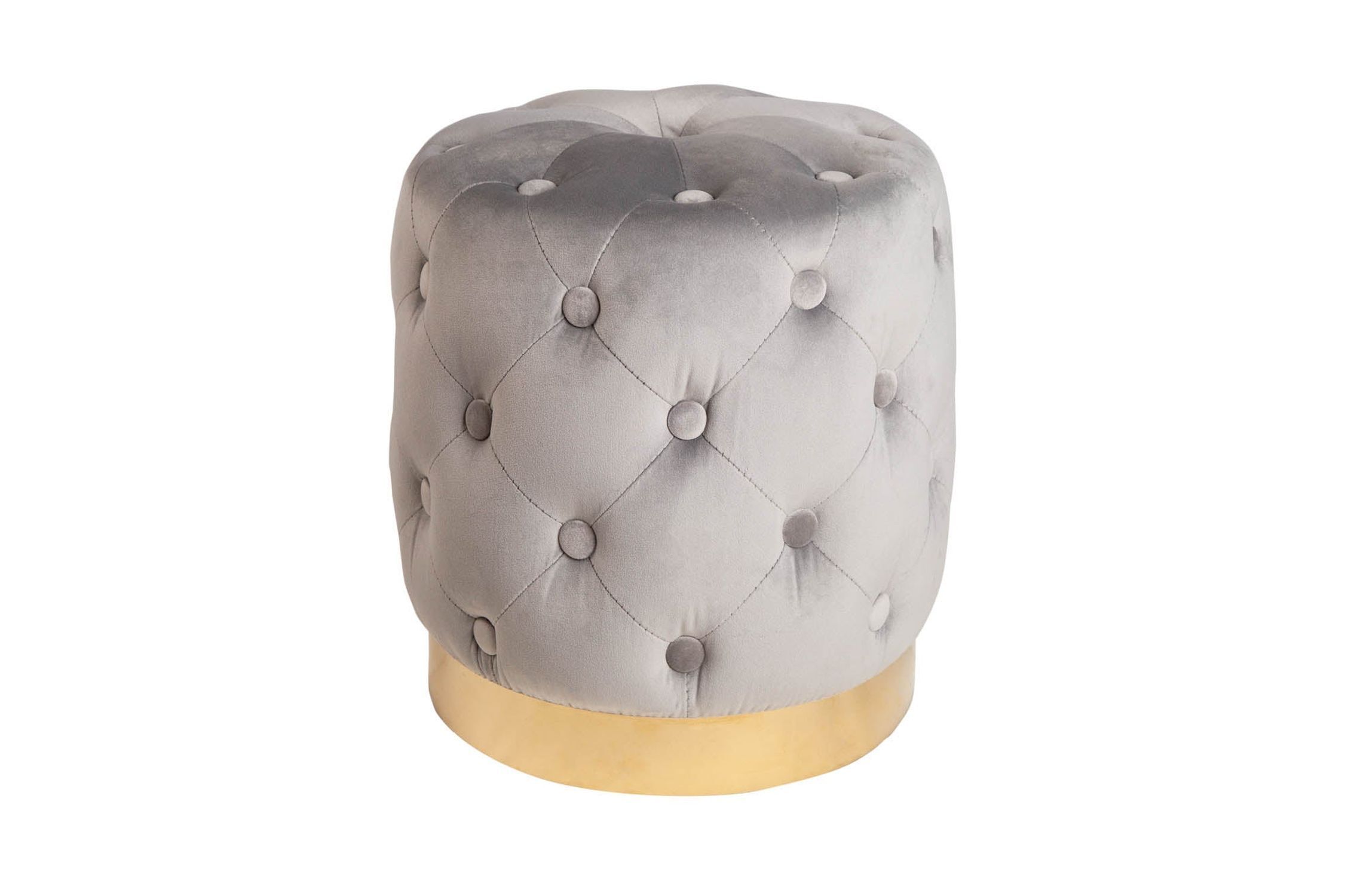 Pouf Gris Or petit Ø 37 cm H : 38 cm en velours métal
