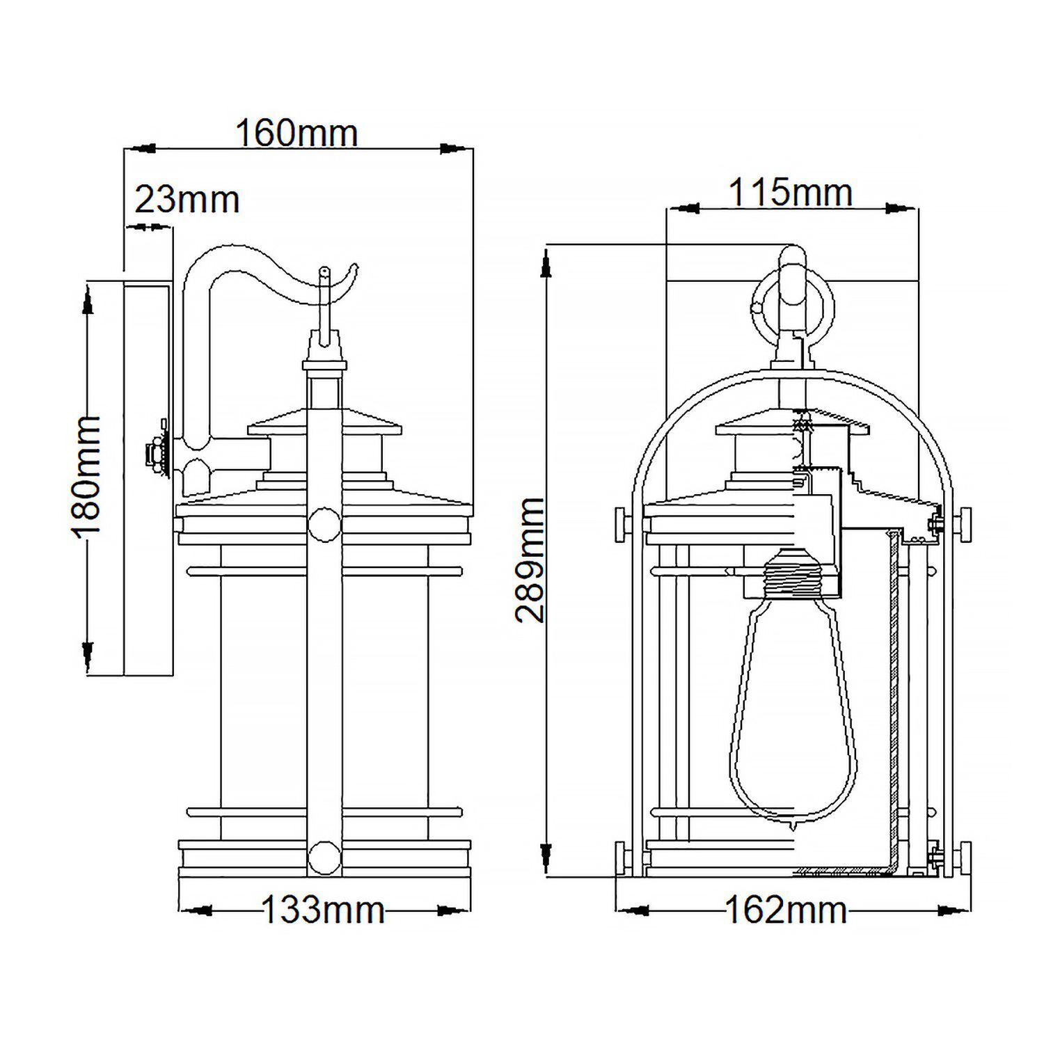 Applique extérieure E27 IP44 H : 28,9 cm Aluminium Verre