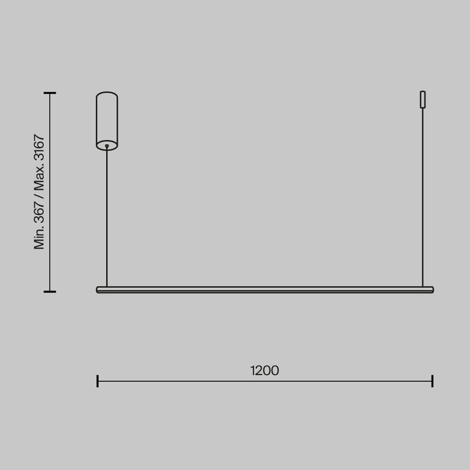 Suspension LED Aluminium H : max. 316,7 cm Noir