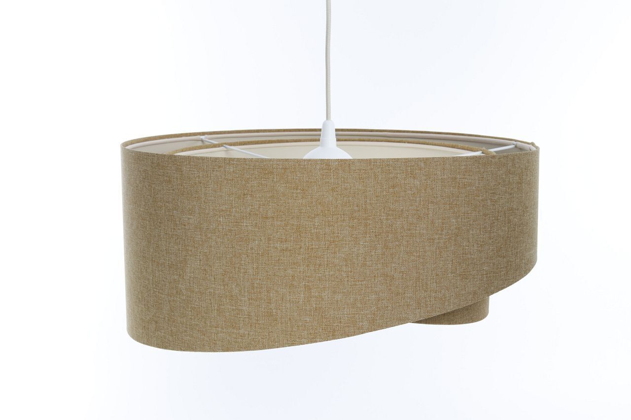 Suspension Tissu E27 D : 45 cm rond Beige Tissu Moderne