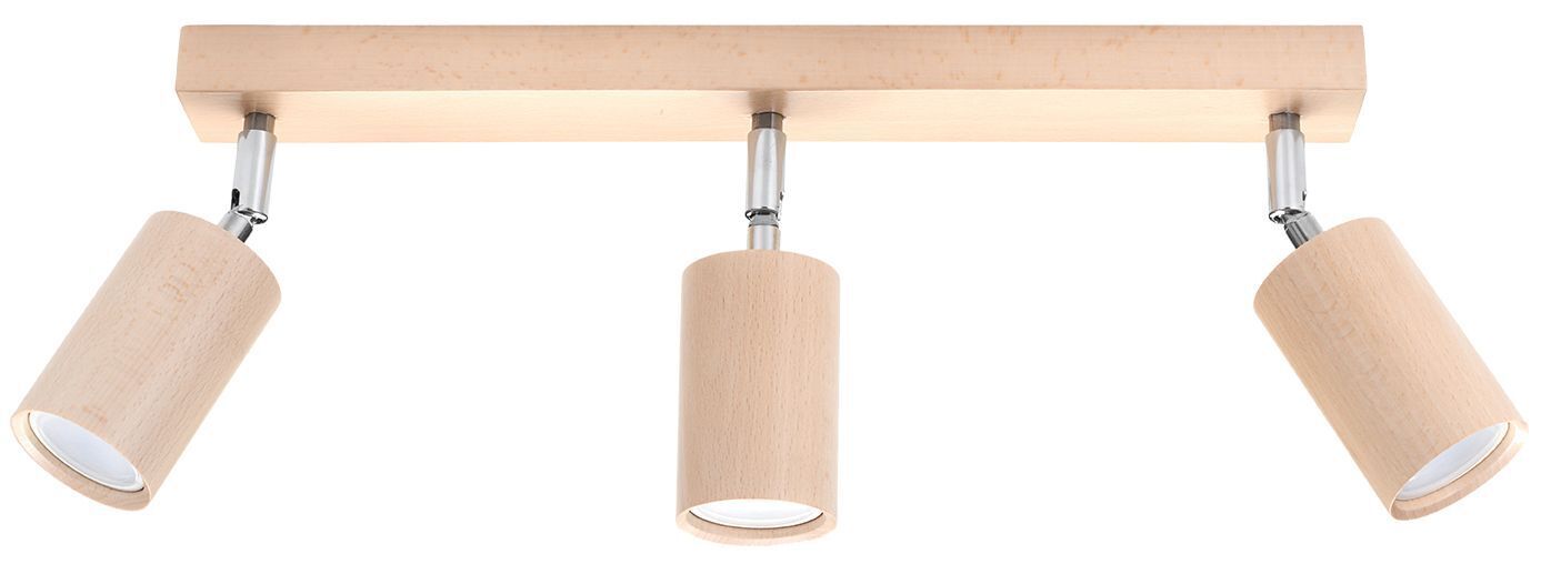 Lampe de plafond en bois L:45cm 3x GU10 Spot Lampe