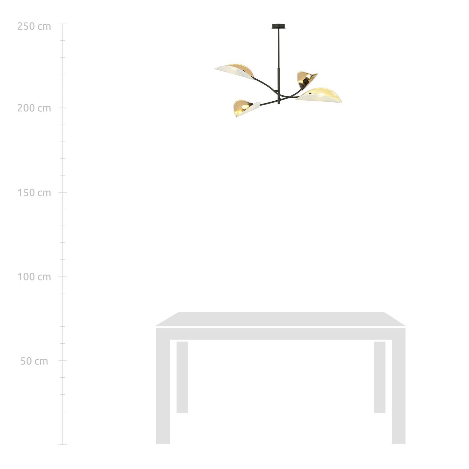 Plafonnier Moderne L : 102 cm pivotant 4x E14 Métal Tissu