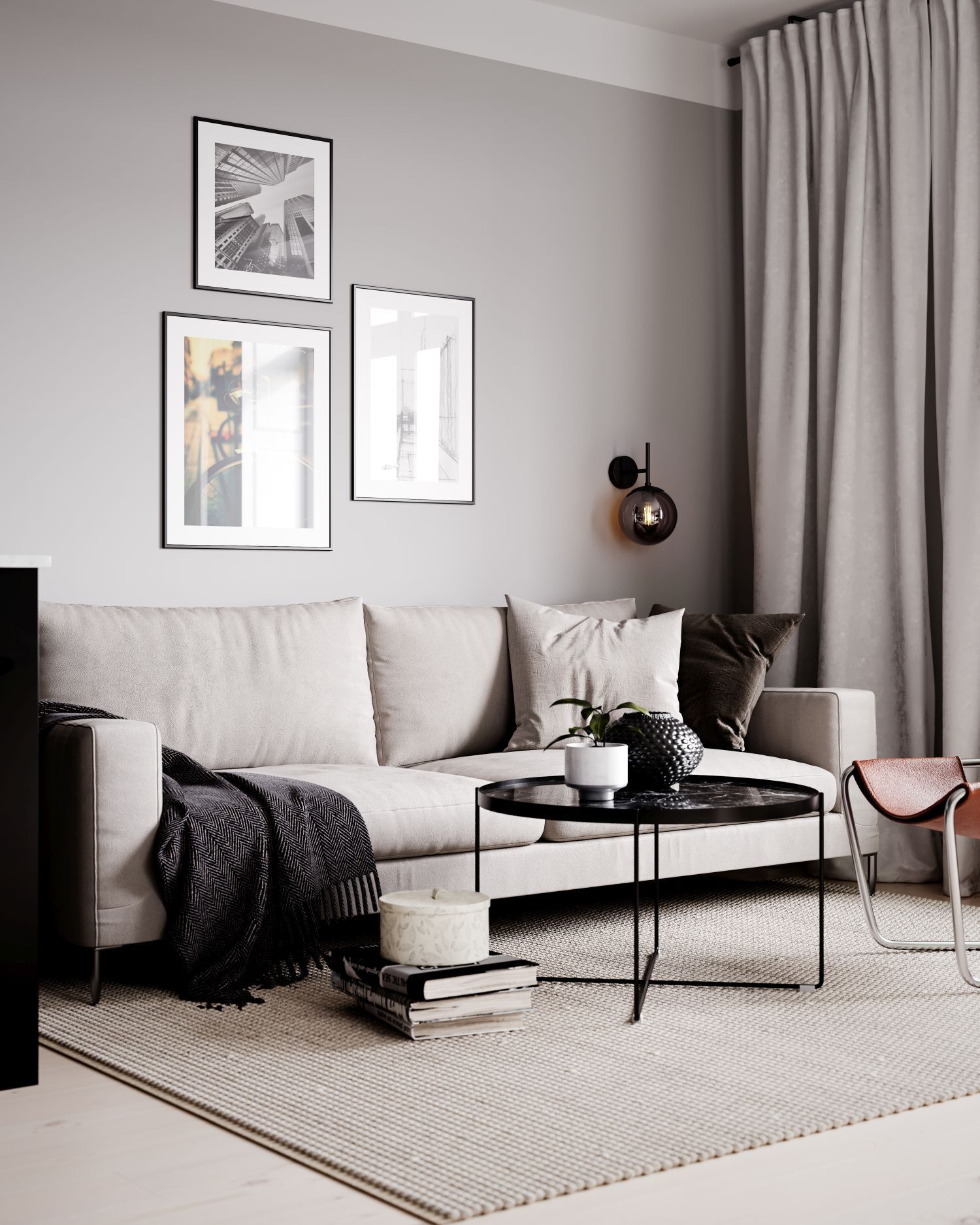 Wandleuchte mit Stecker E27 Metall Rauchglas Kugelschirm Sofa, Wohnzimmer, Couch, Kissen, Vorhang