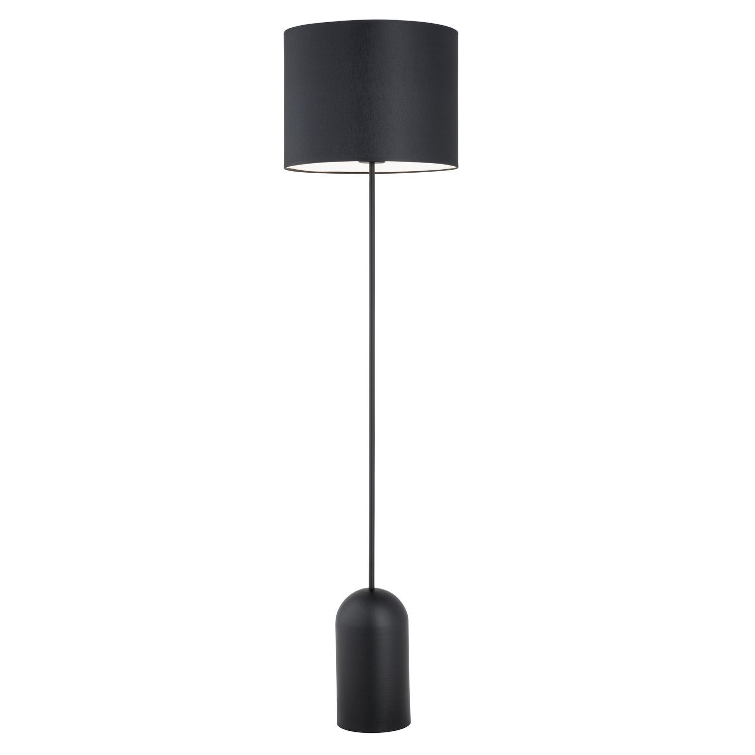 Lampadaire métal tissu 142 cm de haut noir blanc E27 CLARA
