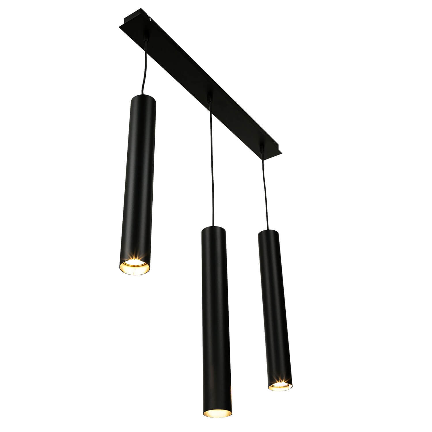 Elégant luminaire suspendu noir 3 flammes métal