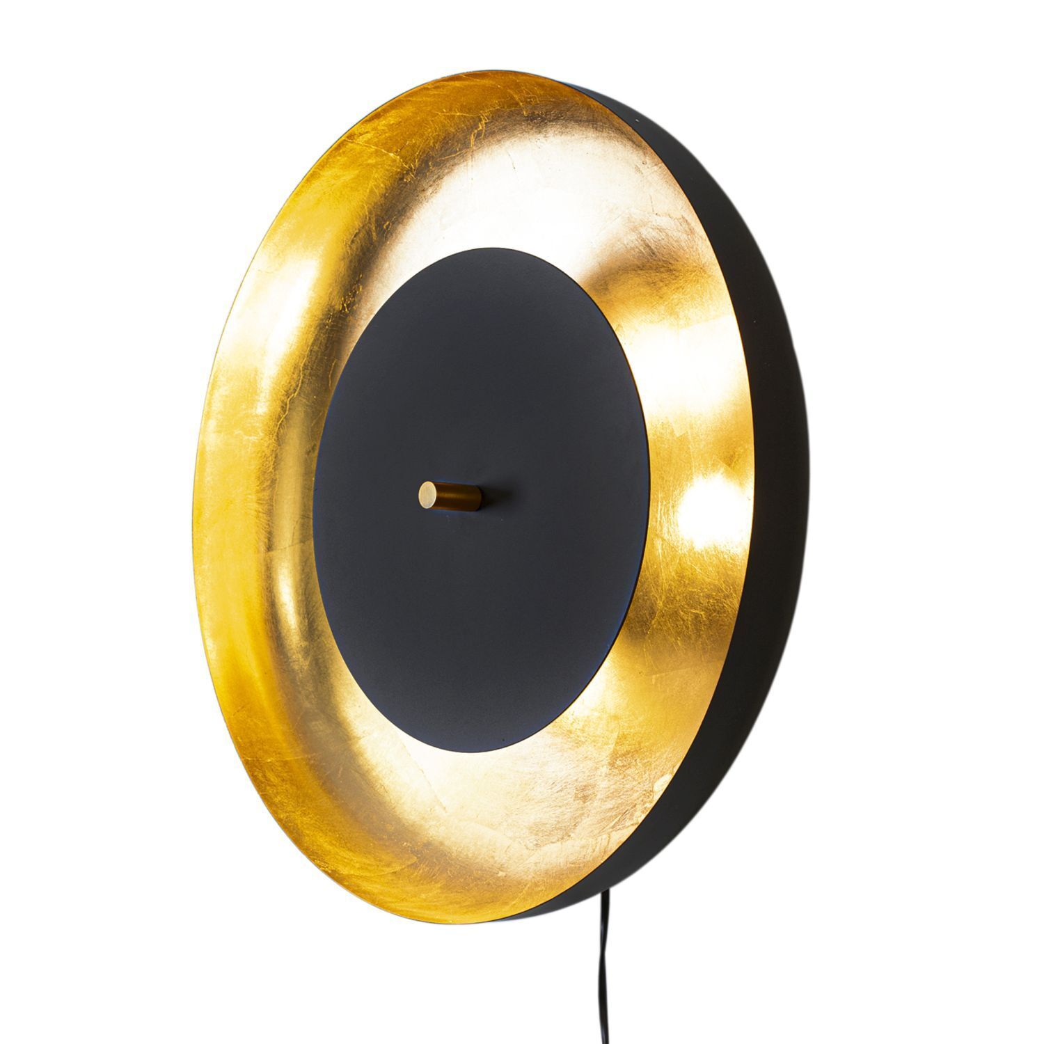 Hintergrundlampe, Wandlampe, Goldfarbener Rand, Metall, Schwarz