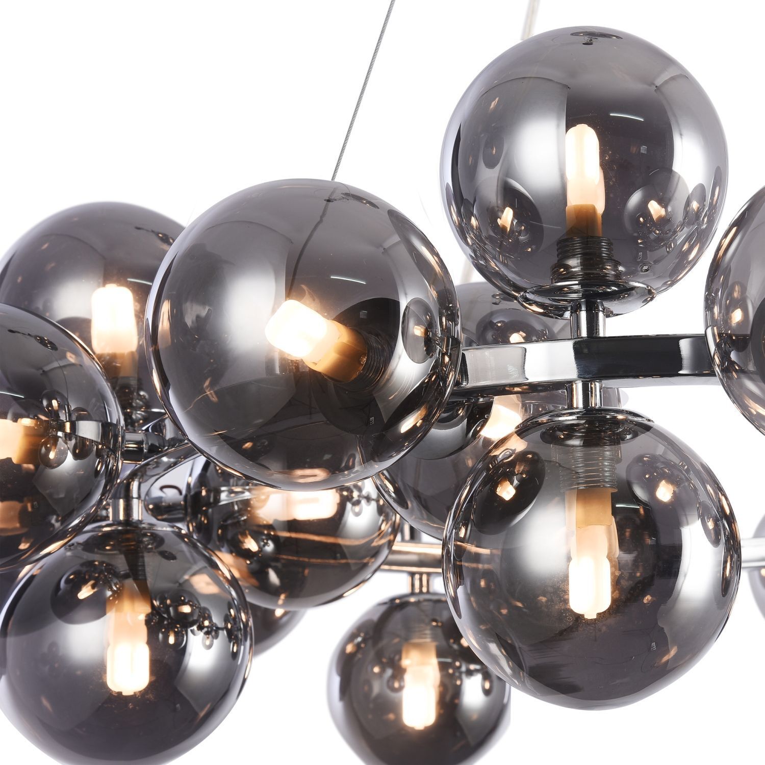 Lampe à suspendre métal verre fumé G9 largeur 69 cm Moderne