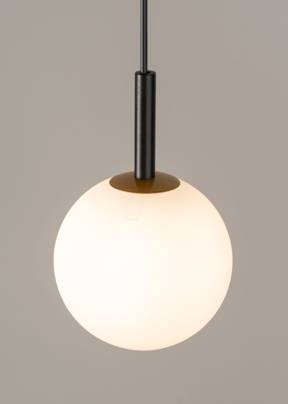 Boule Lampe à suspendre Noir Blanc Métal Verre Ø14 cm rond