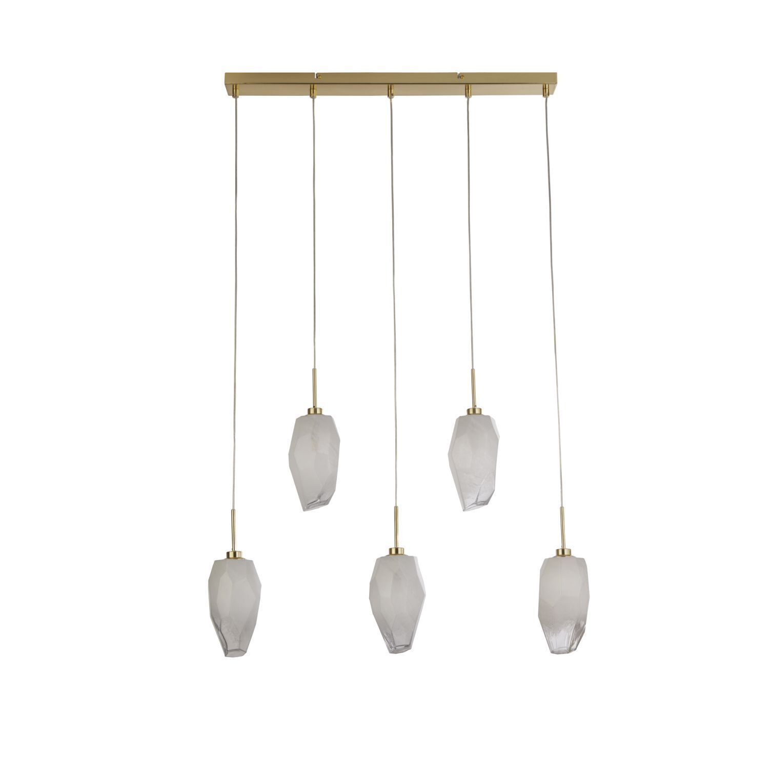 Longue lampe suspendue verre métal 78 cm en laiton blanc