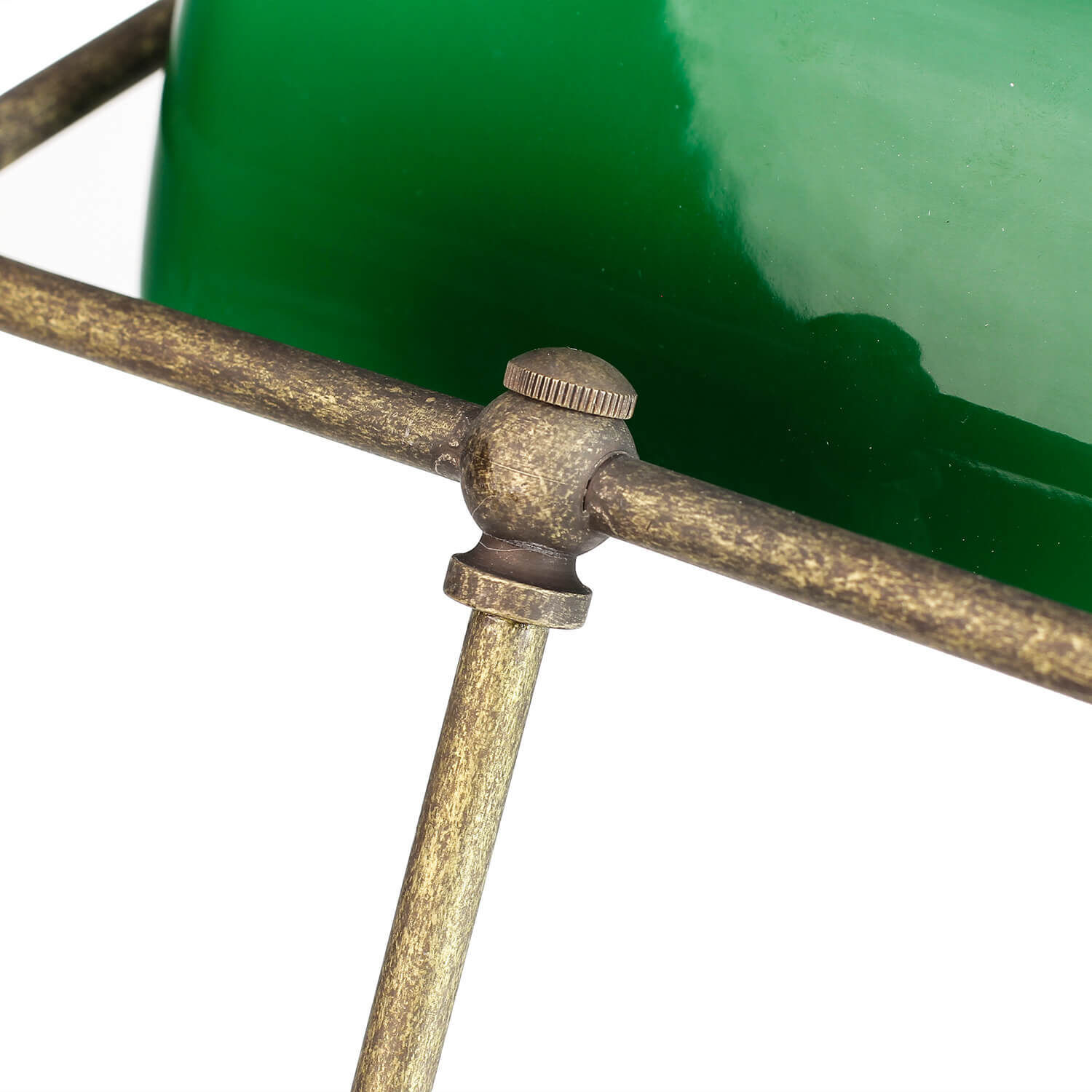 Lampe de banquier Vert en laiton bronze rustique