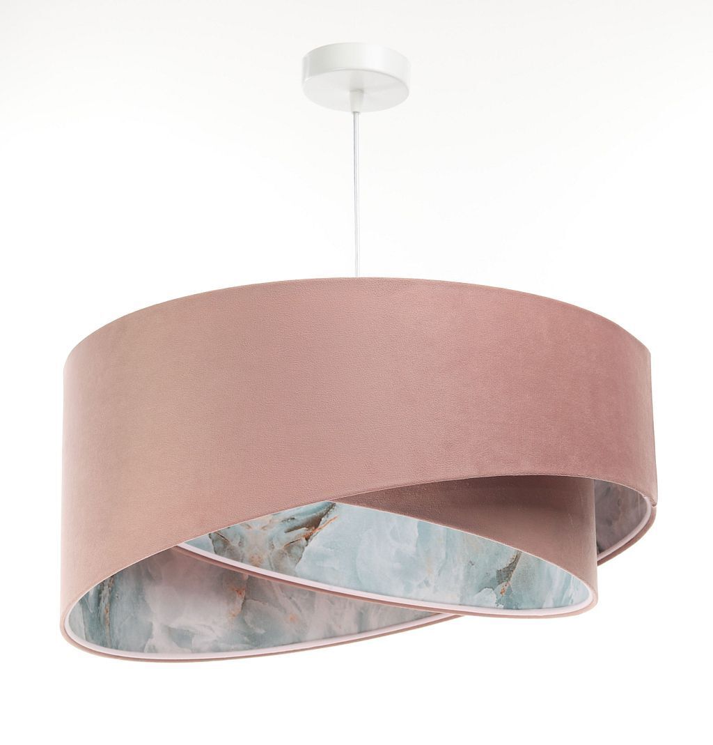 Suspension D : 50 cm E27 Rose Bleu clair Tissu aspect velours