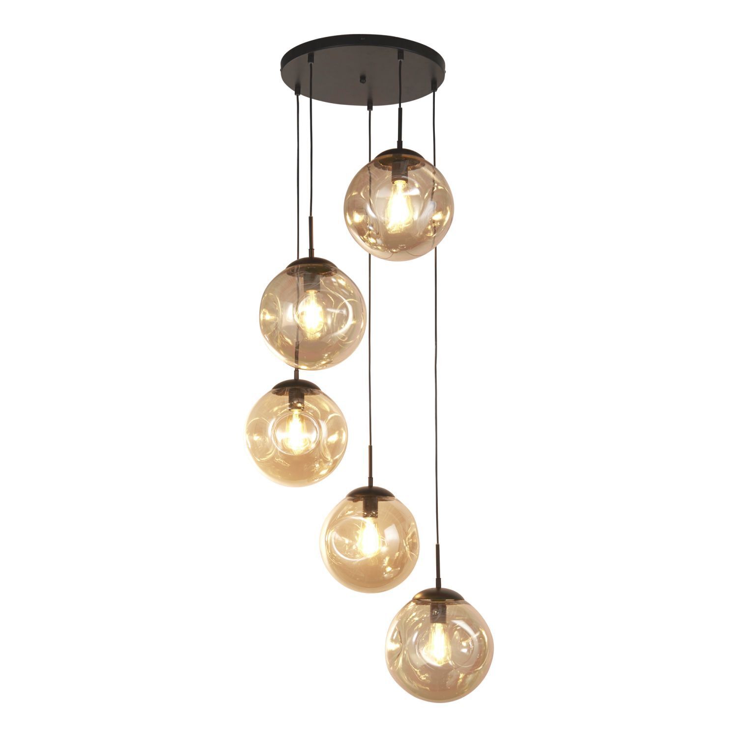 Lampe à suspendre 5 flammes E27 noir champagne