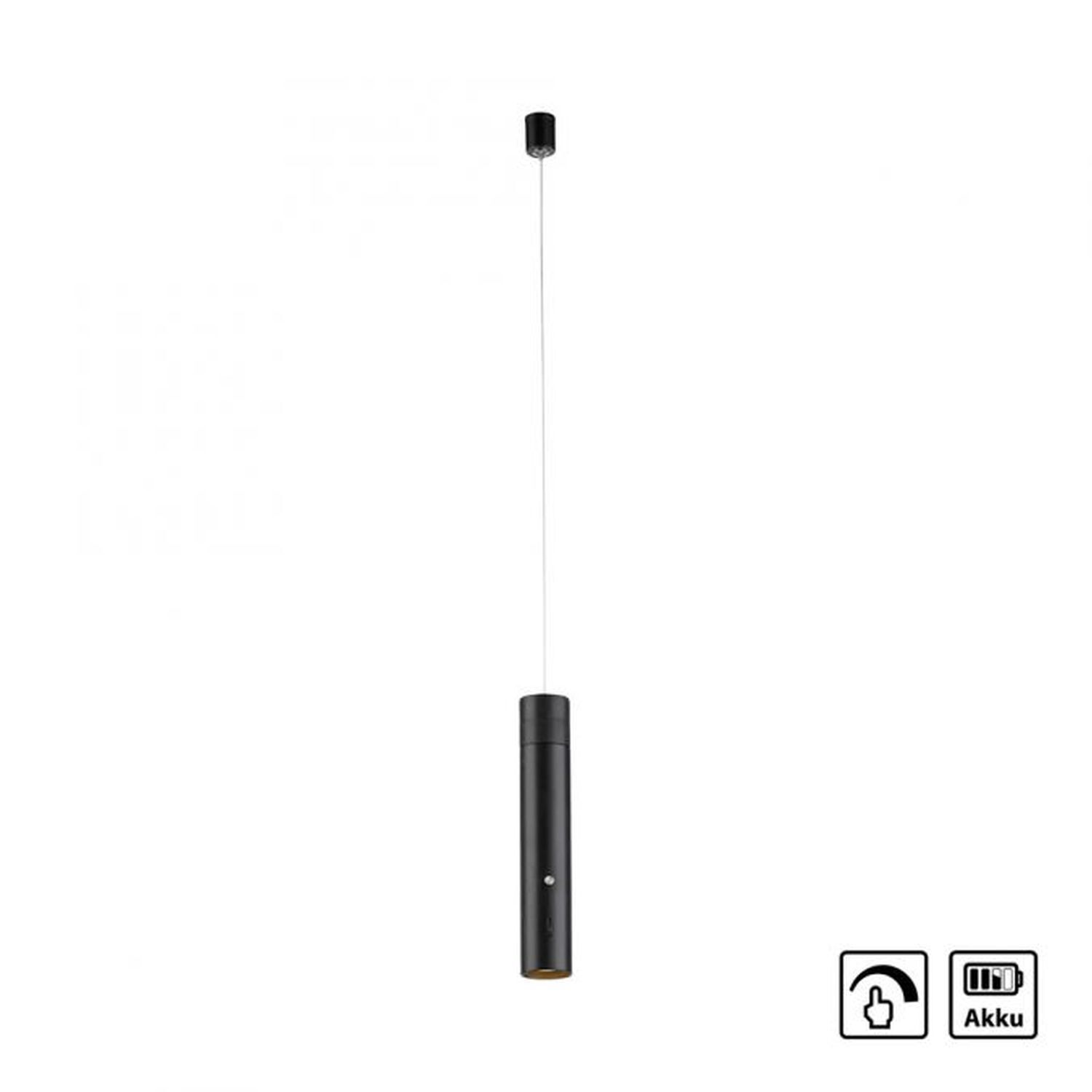 Suspension LED rechargeable Noir Métal Touch Variation 3 W