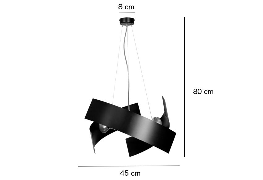 Suspension design noir métal réglable en hauteur