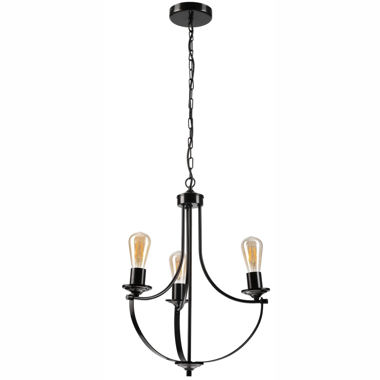 Lustre Noir Métal Ø 42 cm 3-flammes E27 Rustique