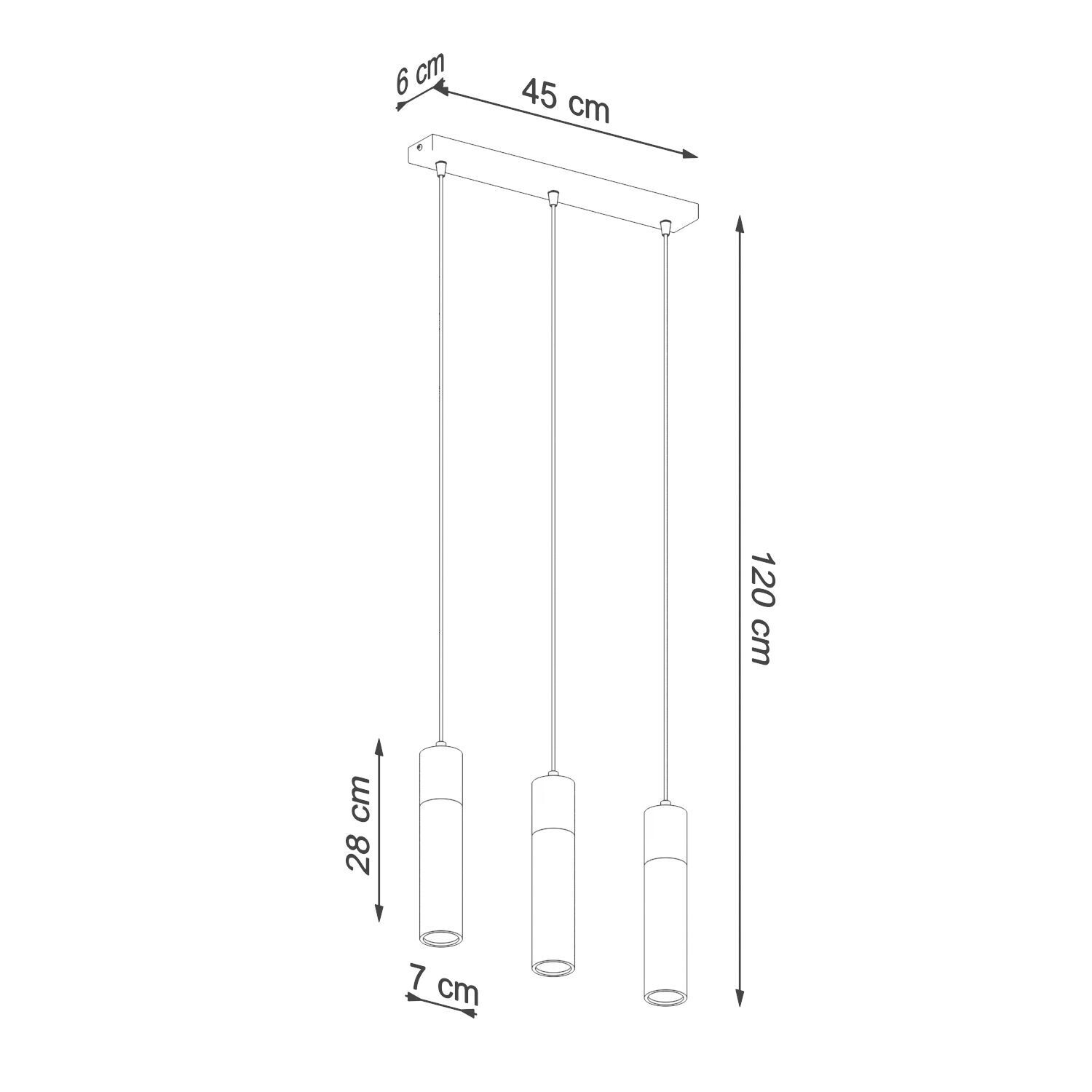 Lampe à suspendre grise 3-flamme béton bois réglable GU10