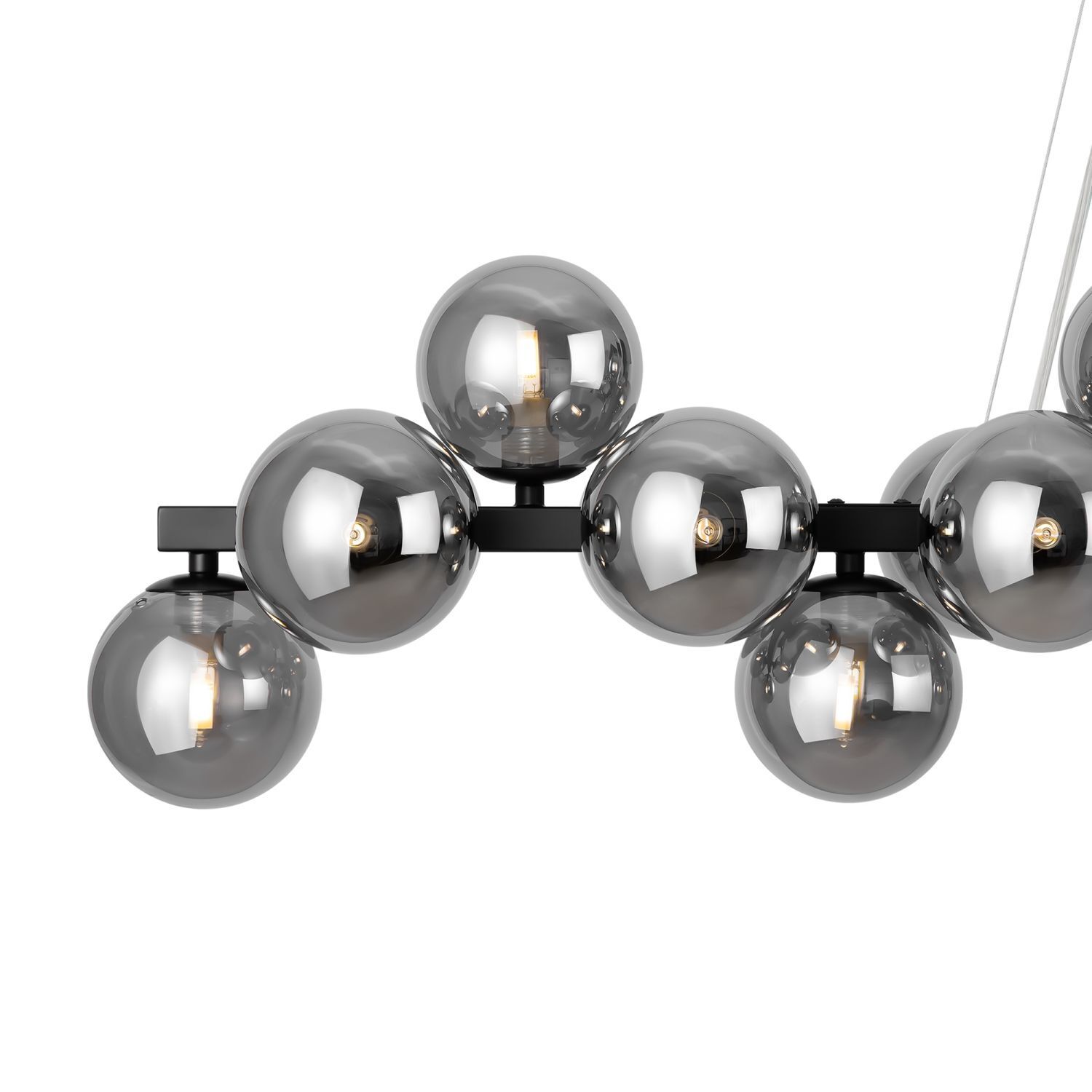 Suspension verre fumé métal G9 H : max. 133,9 cm Leuchter, Lampe, Beleuchtung, Deckenventilator, Elektrisches Gerät