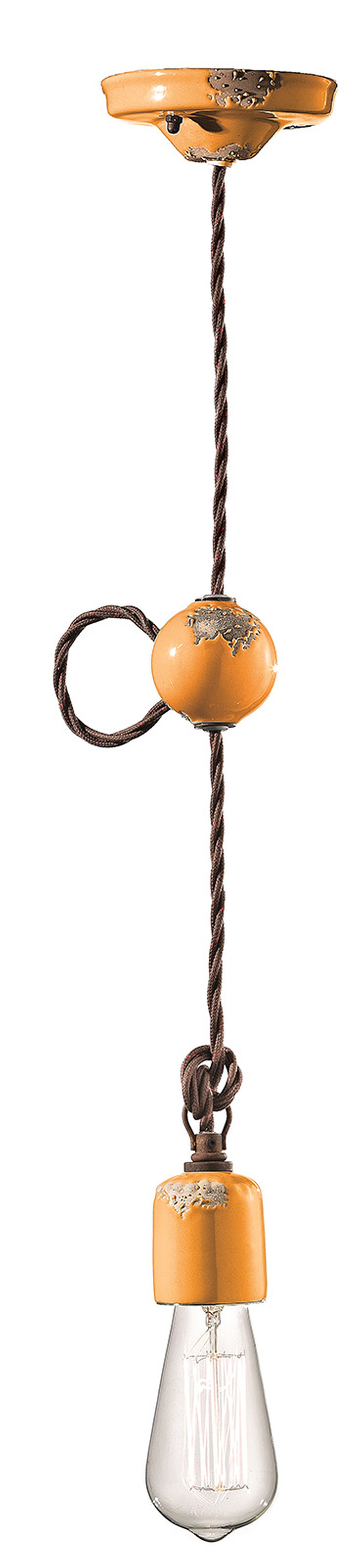 Lampe à suspendre céramique H : max. 120 cm jaune shabby antique E27
