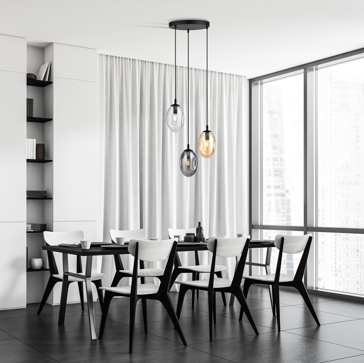 Lampe à suspendre verre fumé 3 flammes E14 Ø 40 cm CARLU