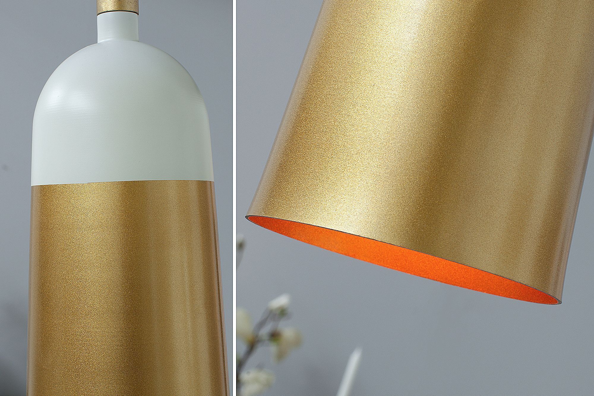 Lampe design rétro Loft Ø14cm élégant blanc or