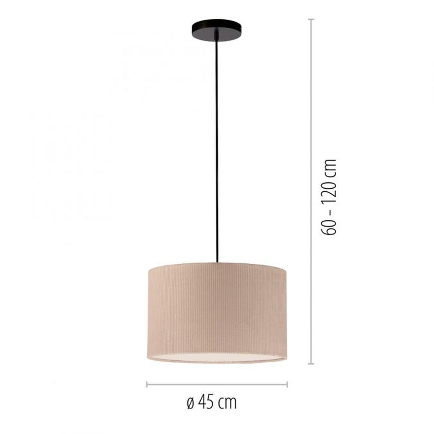 Tissu Lampe à suspendre anti-éblouissement Beige E27 Ø45 cm confortable