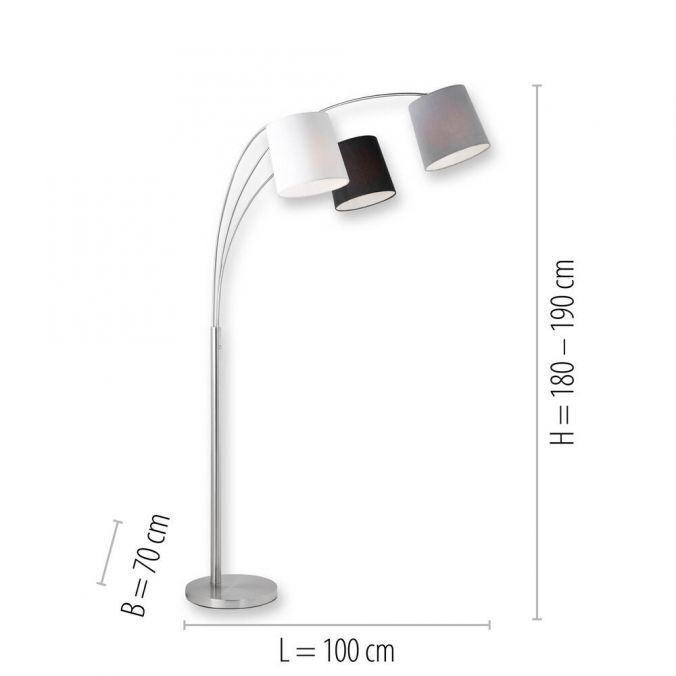 Confortable lampe à arc métal tissu E27 190 cm 3-flmg Lampe, Lampenschirm