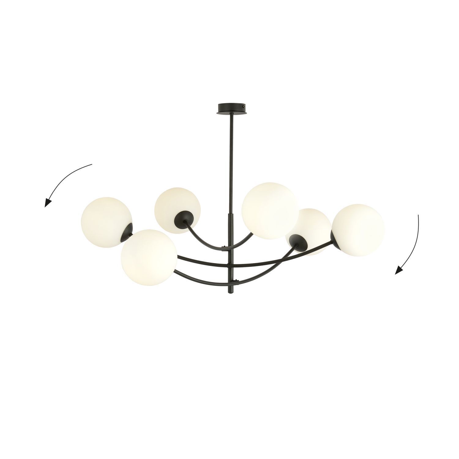 Plafonnier métal verre L : 89 cm 6x E14 orientable
