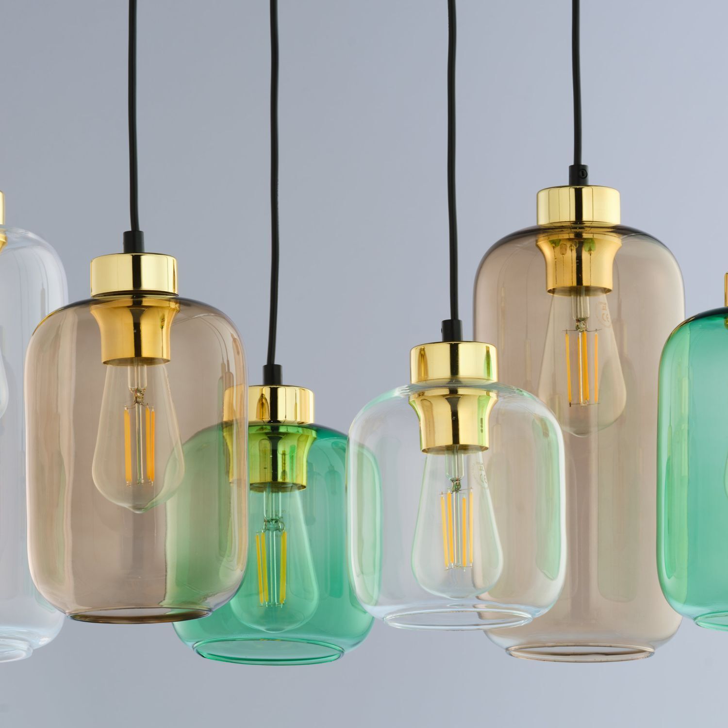Lampe à suspendre verre métal 6 flammes E27 salle à manger