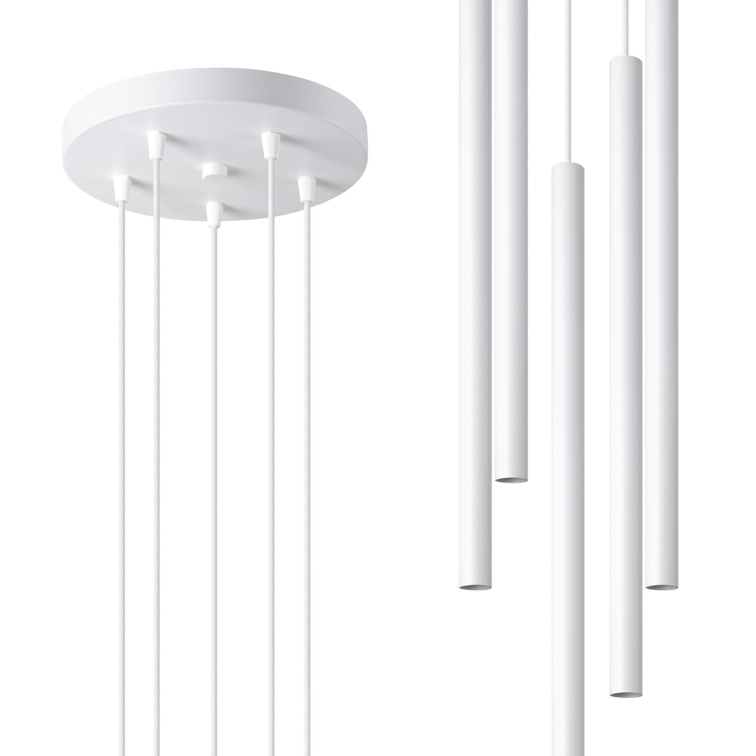 Hängelampe Stahl Weiß G9 L:25 cm akzentuiert 5-flammig Panel, Pendant, Licht, Deckenleuchte, Weiß