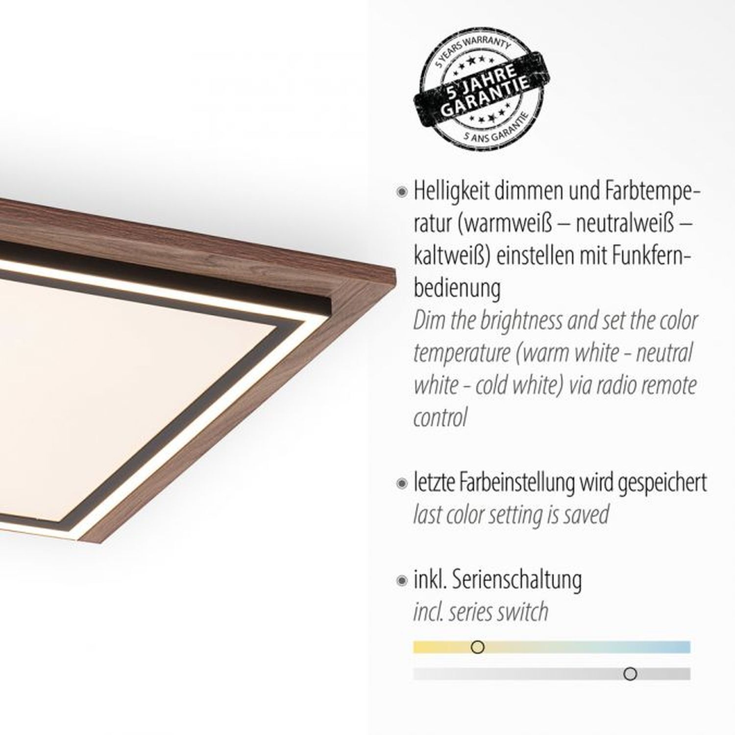 Blendarme Plafonnier LED à intensité variable Bois L:53,4 cm 44 W Deckenleuchte
