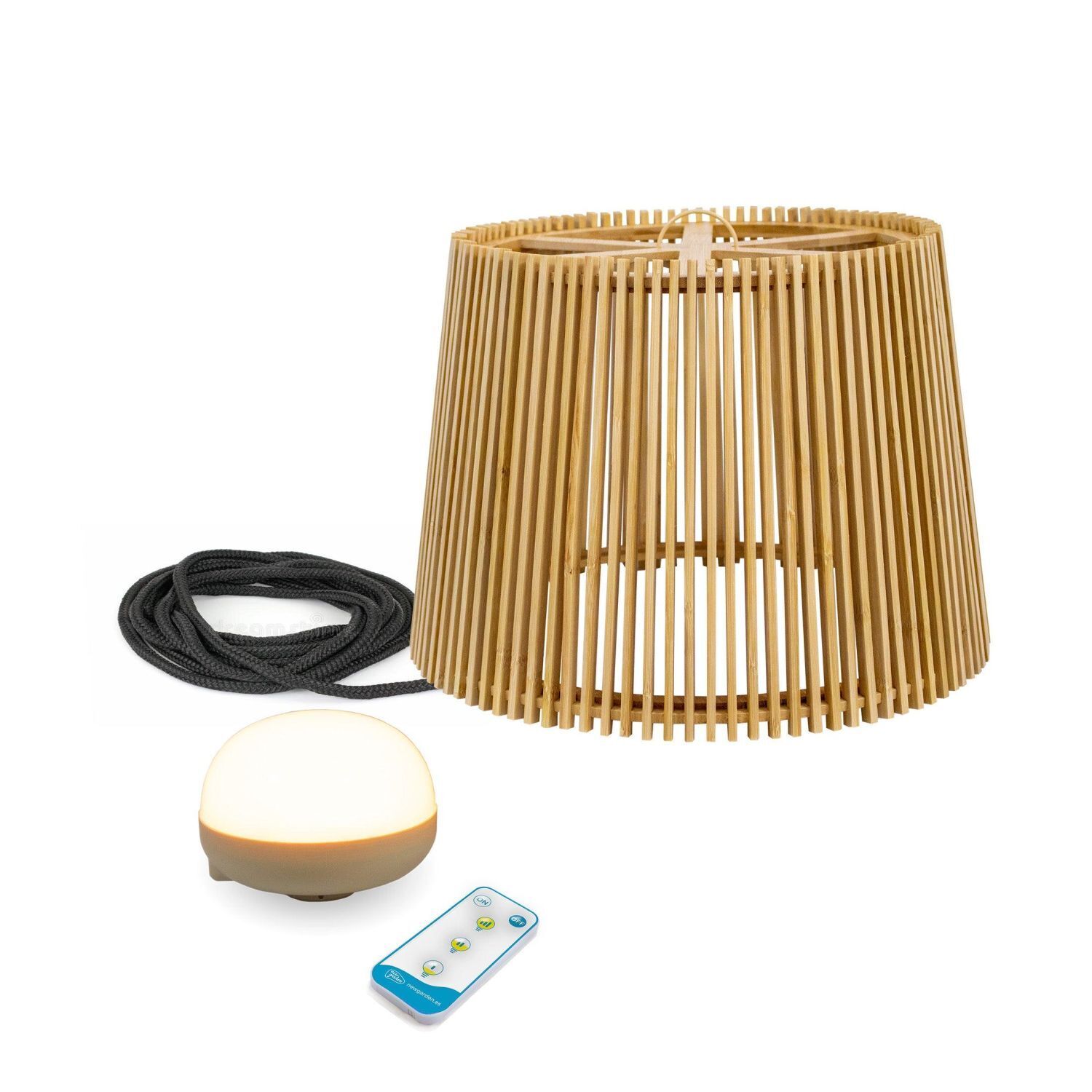 Suspension extérieure LED Accu Bois Ø 39 cm IP54 2700 K dimmable