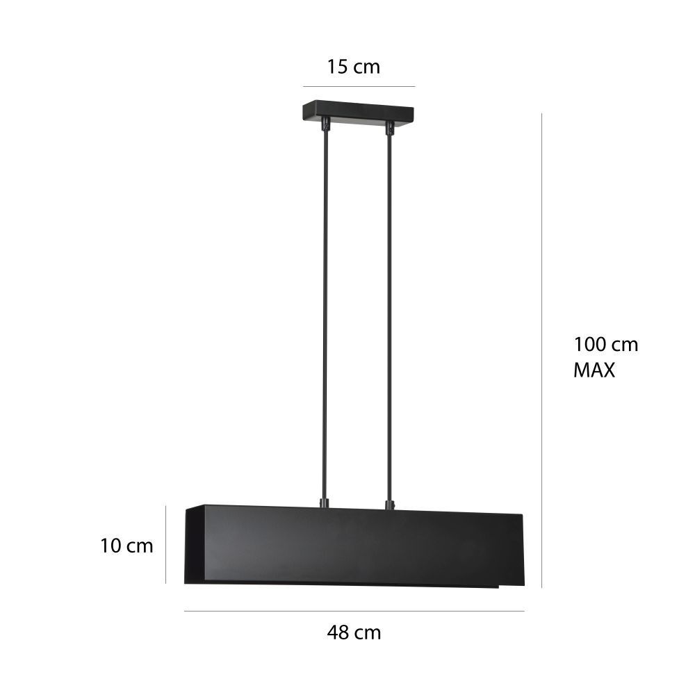 Suspension Noir ajustable 2x E27 Moderne carré