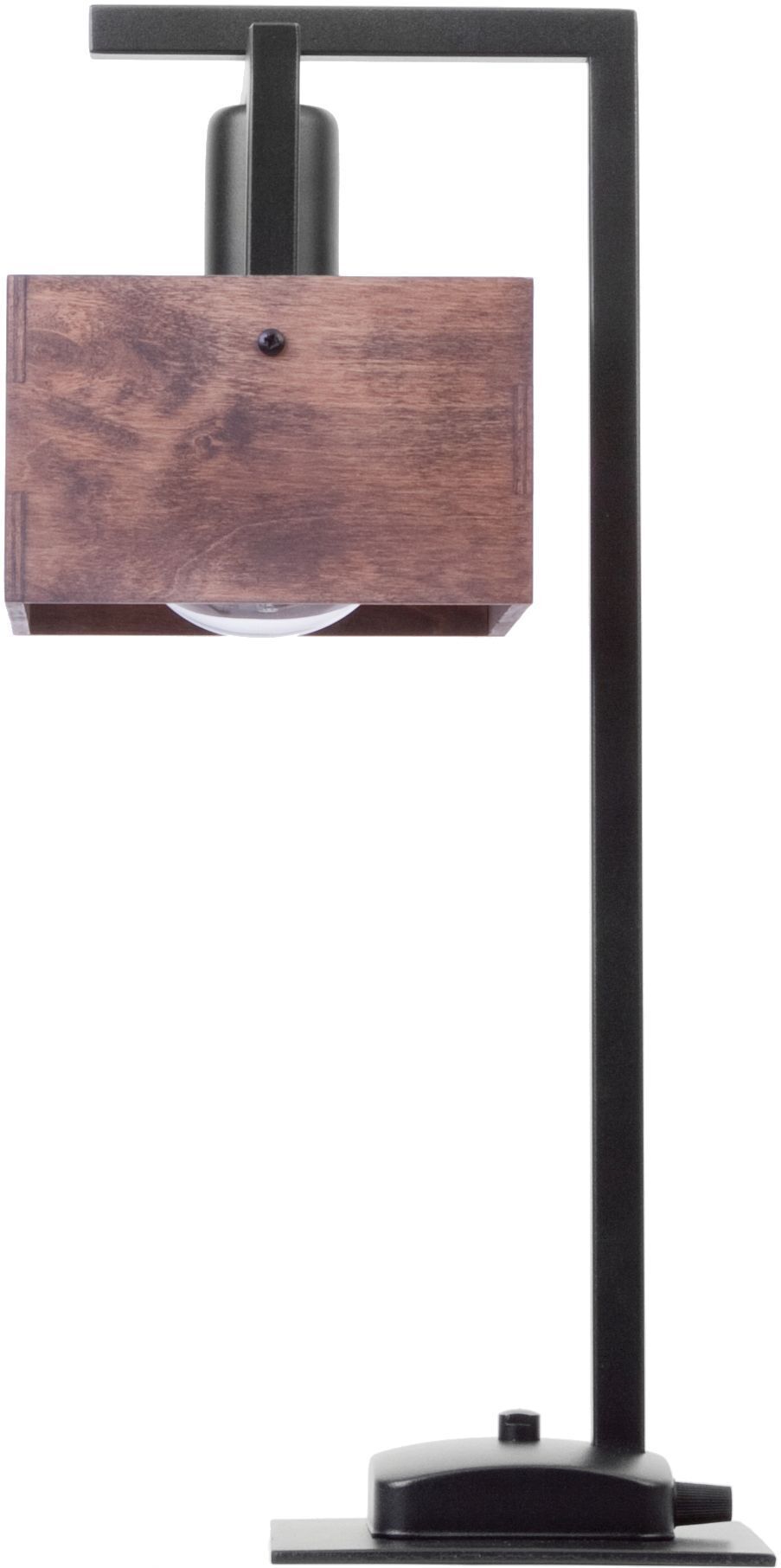 Lampe de table noire bois métal H:48 cm E27 compact