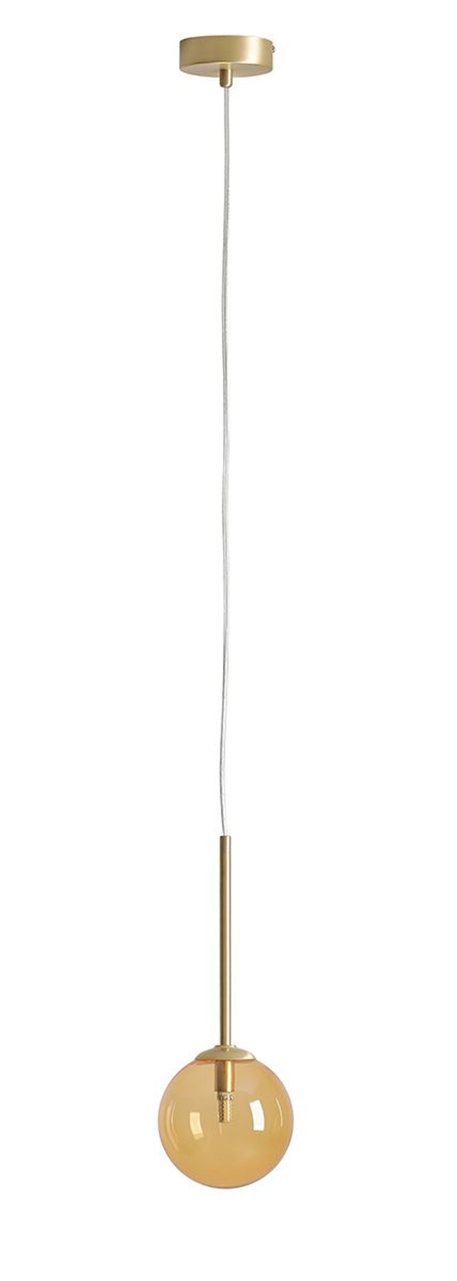 Suspension ronde G9 verre métal en or ambre