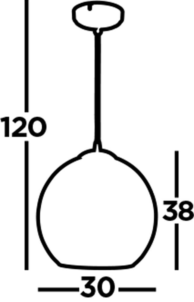 Suspension boule verre Ø 30 cm E27 en laiton antique ambre
