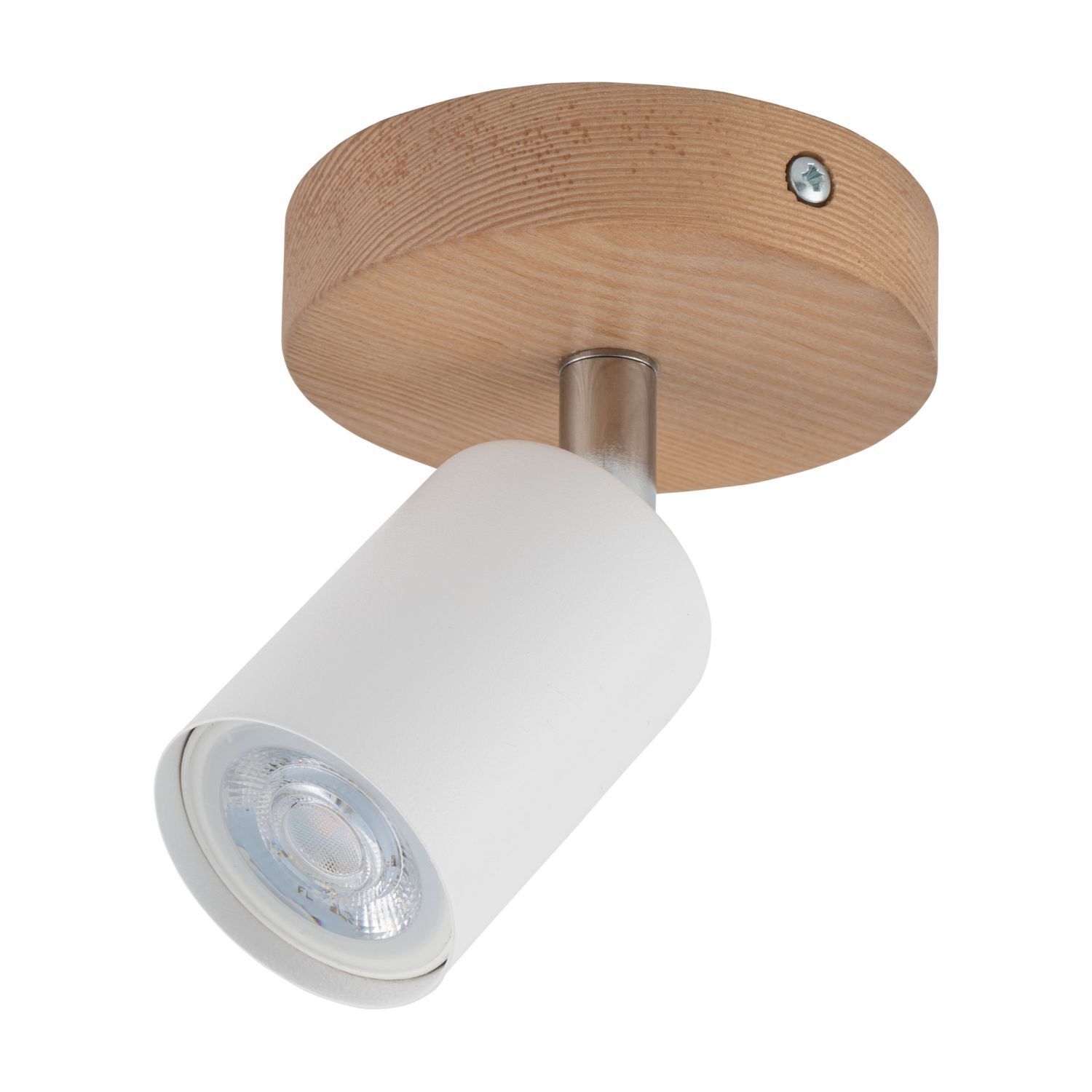 Spot lampe bois métal Ø 10 cm orientable blanc naturel