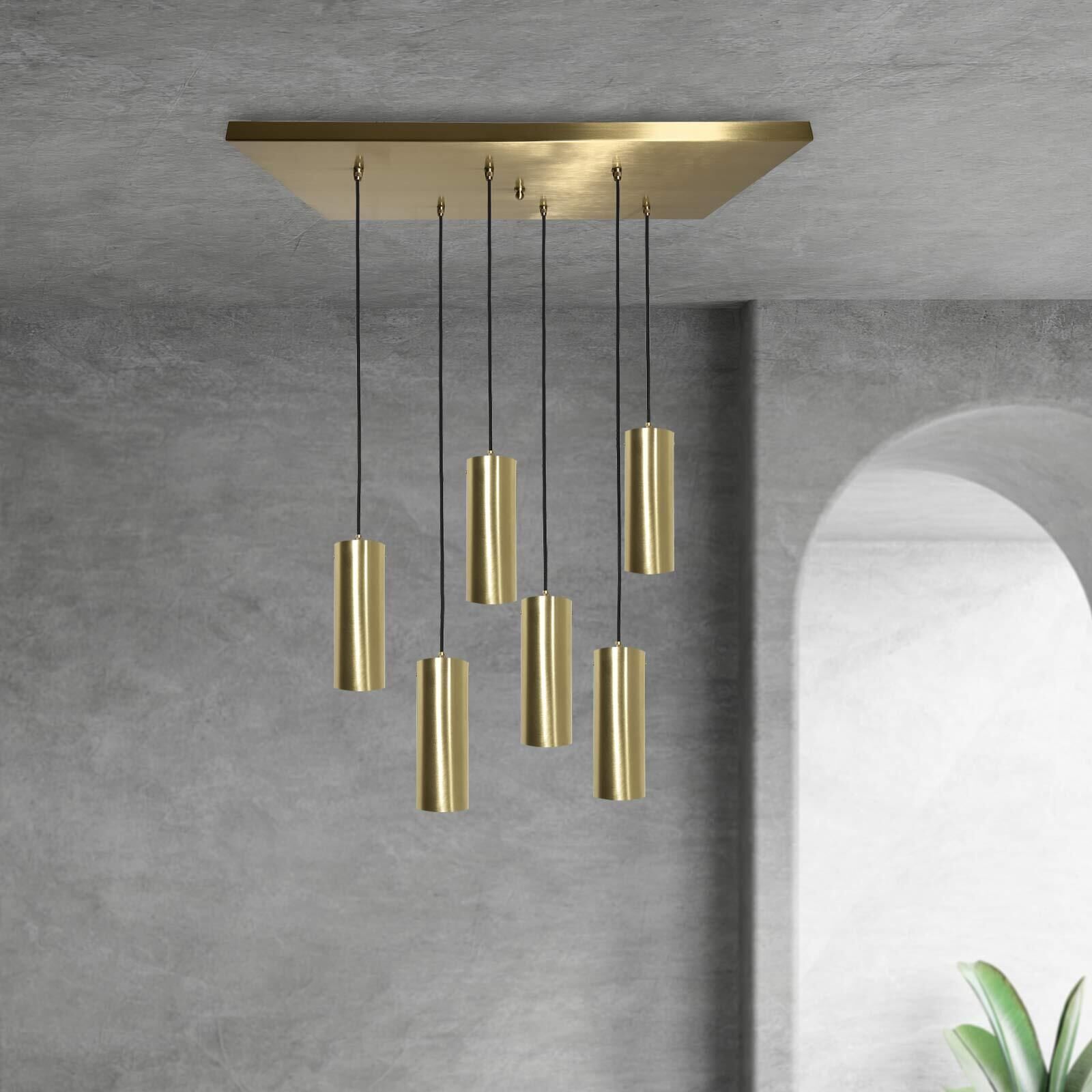 Suspension laiton L : 80 cm en bronze clair 6x E27 massif