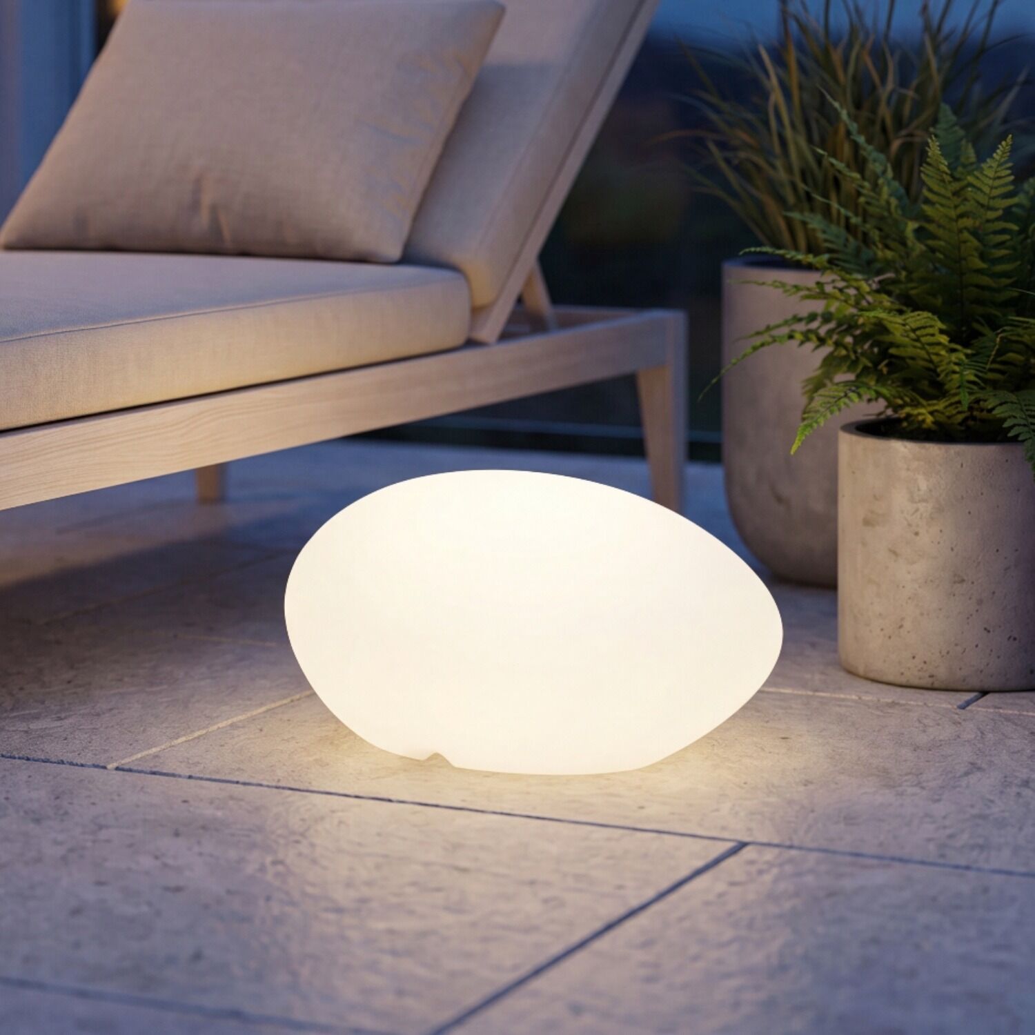 le126726-stehlampe-terrasse-garten-aussen-kunststoff-modern-weiss-01 Licht, LED, Stimmungslicht, Außenbereich, Oval