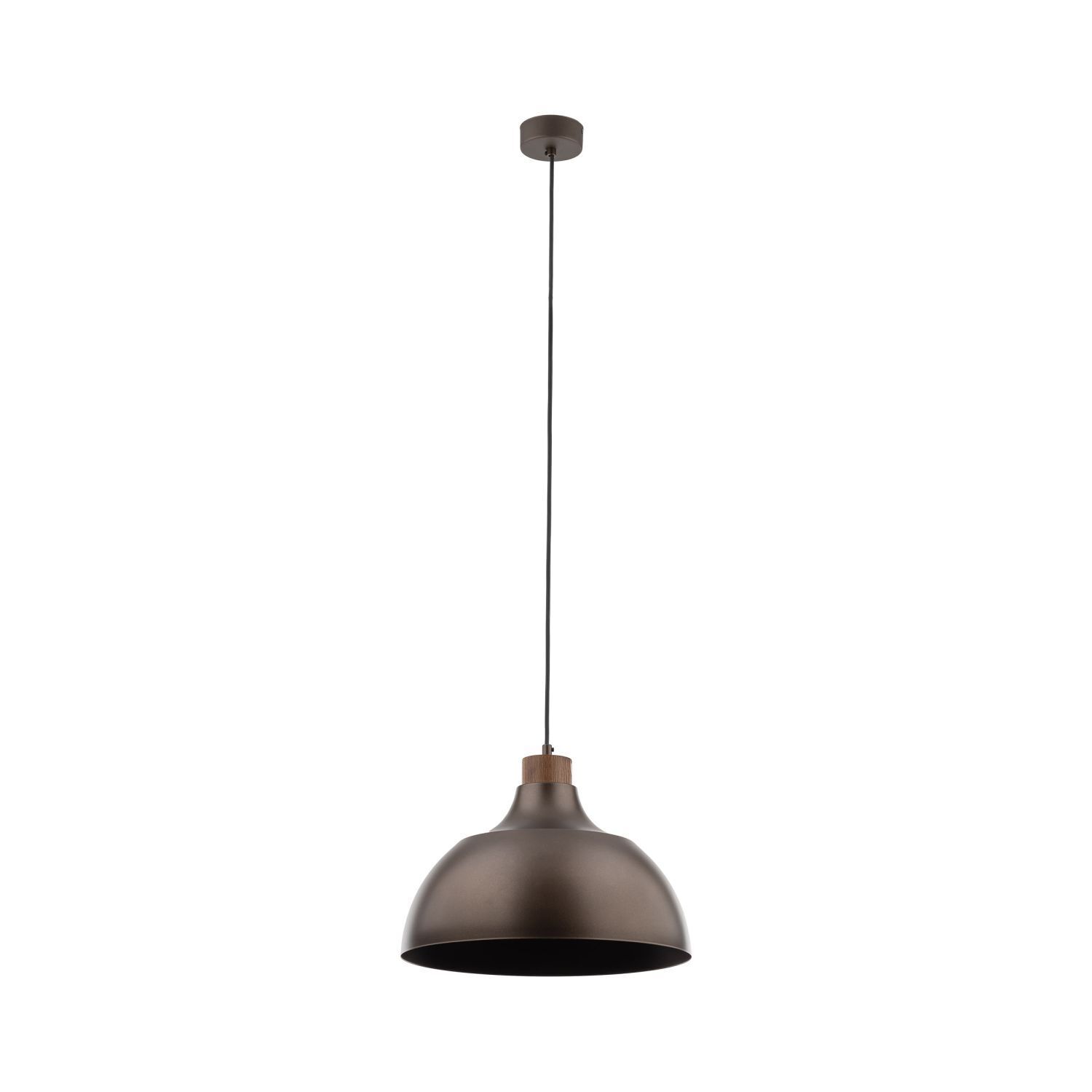 Suspension Marron Métal Bois D : 34 cm rond E27 Retro Lampe